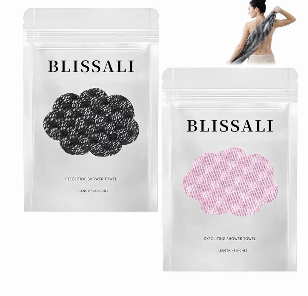Blissal Exfoliating Towel 4-Piece Spa Bundle (3) Body Towels (1) Face Towel